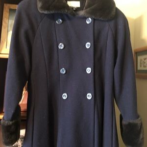 Vintage lined fitted long wool winter women’s coat made in Ukraine